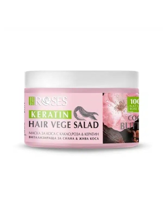 Mască de Păr cu Trandafir, Keratină și Cacao – 350ml